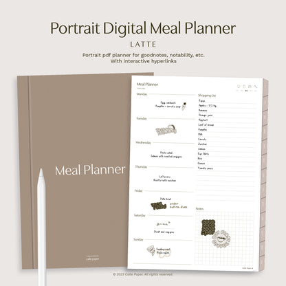Portrait Digital Meal Planner – Latte